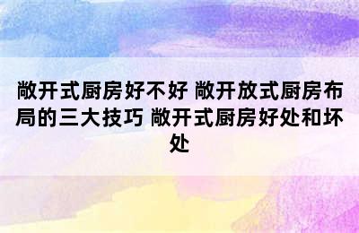 敞开式厨房好不好 敞开放式厨房布局的三大技巧 敞开式厨房好处和坏处